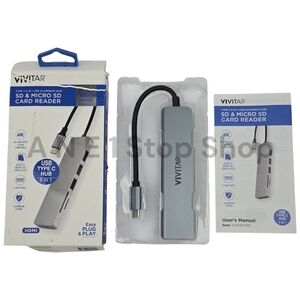 Vivitar SD & Micro SD Card Reader USB Type C Hub 6 in 1 HDMI - 2023
